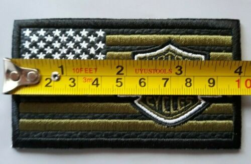 HARLEY DAVIDSON MILITARY STYLE PATCHES. FLAG + MILITARY GALLON FOR SHOULDER ;