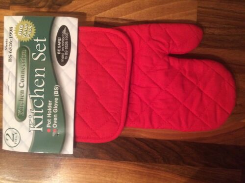 Oven Gloves Quilted Kitchen Glove & Hot Pot Holder 4 Colours  BS6526 1998  NEW 