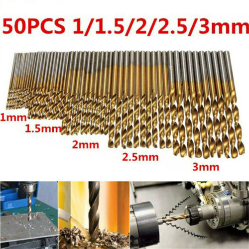 50pcs Drill Bit Set Titanium Coated HSS High Speed Steel Hex Shank Quick Change 
