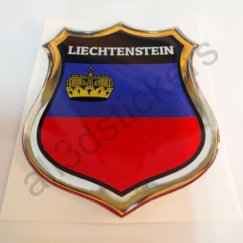 Sticker Liechtenstein Emblem 3D Resin Domed Gel Liechtenstein Flag Vinyl Decal