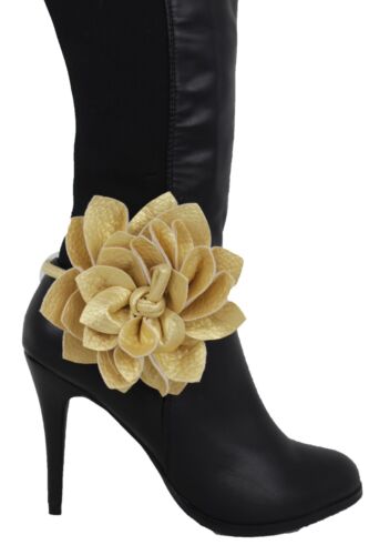 Fun Women Gold Faux Leather Boot Bracelet Anklet Shoe Flower Charm Jewelry Wrap