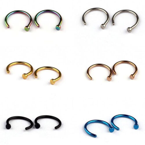 5pcs Hot Jewelry Stainless Steel Nose Open Hoop Ring Earring Body Piercing Studs 