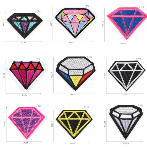 9pcs//Set Diamond Embroidered Patches Iron on Clothing Fabric DIY Appliques Mixed