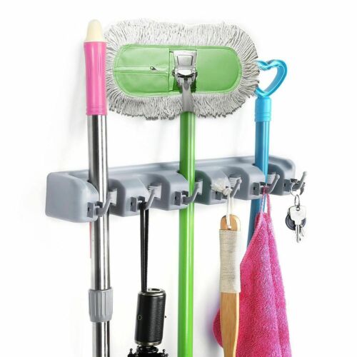 Wall Mounted Mop Rack Brush Broom Holder Hanger Organizer Storage Cleaning Tool 