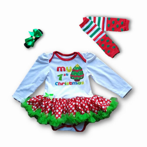Christmas Baby Girl Costume Fancy Dress Outfit 1st Christmas Tutu 2 pc Set 