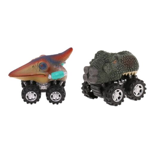 2x DINOSAURI ANIMALI FIGURE TIRA AUTO JURASSIC Toys Bambini Regali di Compleanno