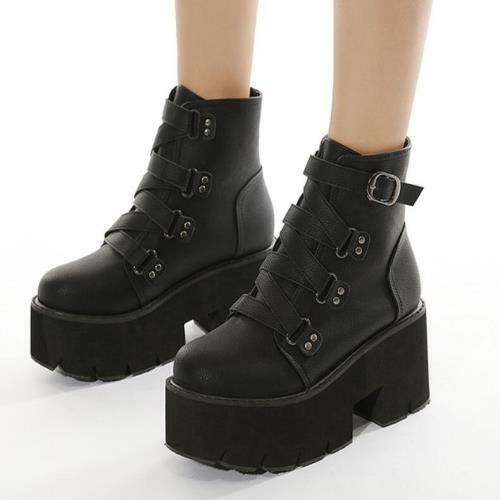 Details about  / Women Ankle Boots College Block Heel Platform Pumps Buckle Casual Shoes 35//42 L