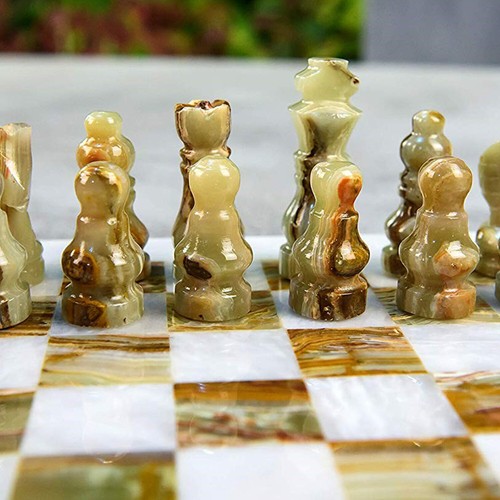 Marble Handmade Chess Set Board Game Handcarved White /& Green Onyx Stone Pieces
