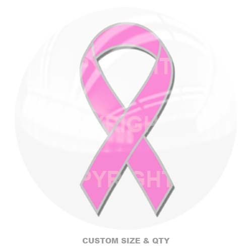 Premium Glossy Round 3D Epoxy Domed Decal Indoor /& Outdoor Pink Ribbon Wt C123