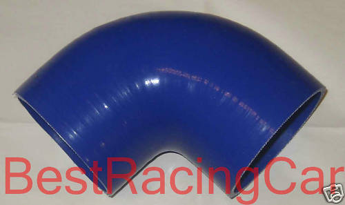 Blue 3.5/" Silicone 90 degree Bending Elbow Hose Turbo