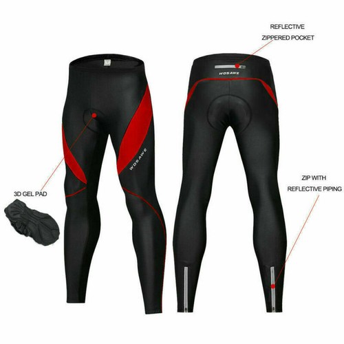 Mens Compression Cycling Bib Pants Tight Padded Thermal Winter Bike Long Tights