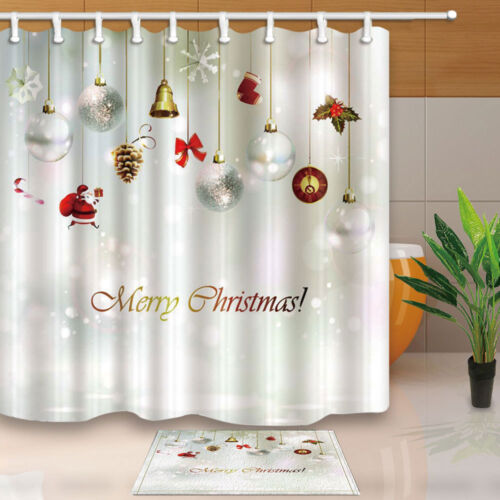 Details about   Xmas Decor Colorful Balls And Gifts Bathroom Fabric Shower Curtain Set 71 Inches 
