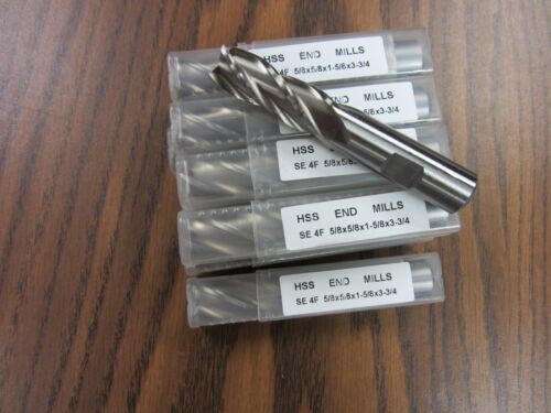 10pcs 5//8/" 4 Flute S//E Premium M2 HSS end mills,center-cutting#1009G-New
