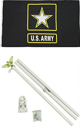 Army Star Black Flag 6/' Ft White Flagpole Flag Pole kit Home Business 3x5 U.S