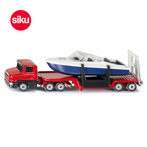 SIKU 1613 Low Loader Motor Boat Excavator Truck Super Diecast Vehicles Car Model