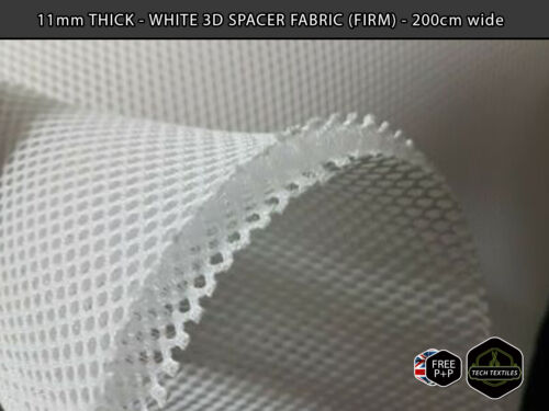 200cm wide 11mm* Thick 3D Spacer Mesh Fabric Padding /& Cushioning WHITE
