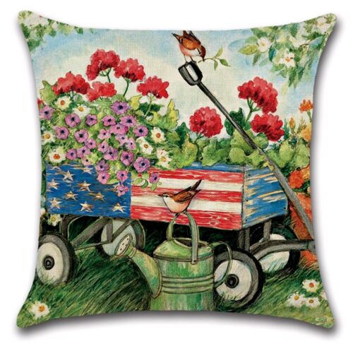 18/" Flower Countryside Spring Throw Pillow Cover Linen Decorative Cushion Case