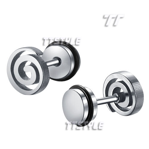 Details about  / TT 8mm Surgical Steel Swirl O-Ring Fake Ear Plug Earrings Body Choose Color BE52