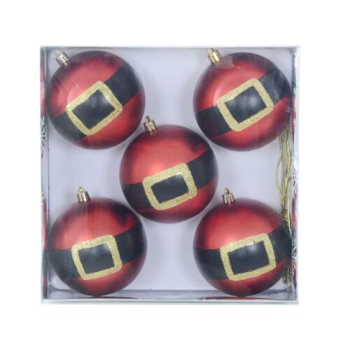 Pack of 5 Christmas Baubles Novelty Santa Suit Tree Decorations Ornaments 10cm 