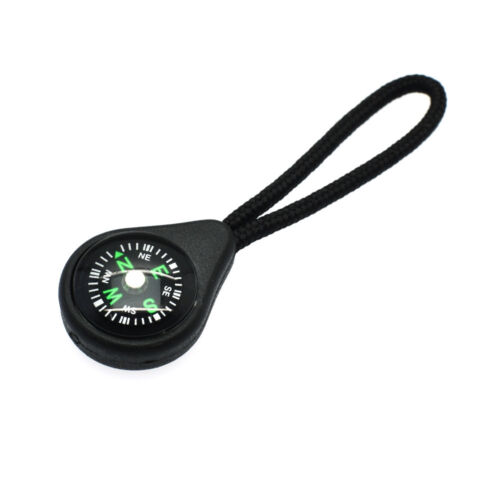 Compass Zipper Pull With Strap For Outdoor/Survival Travel Clothing/Bags 