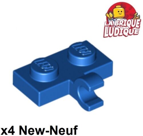 Lego 4x Plate Modified plaque 1x2 Clip Horizontal crochet bleu//blue 11476 NEUF