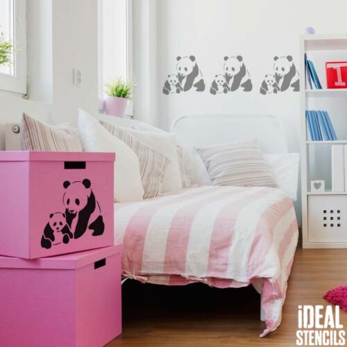 Panda Bear Stencil Home Decor Nursery Painting Walls Fabrics Furniture Animal 