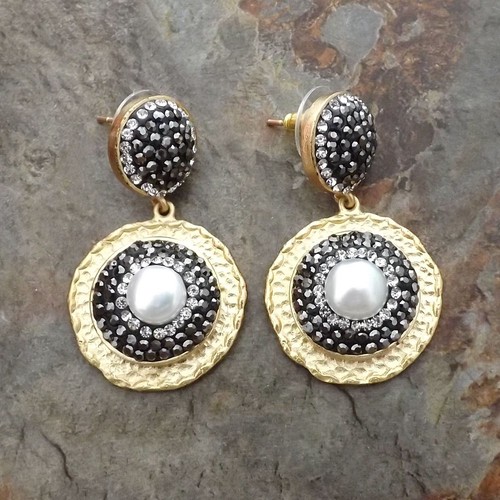 GE062313 1.6/" BLANC PERLE CZ Boucles d/'oreilles