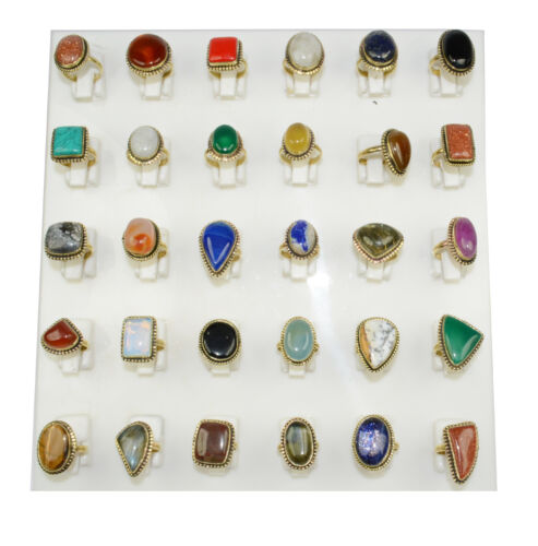 Coral /& Mix Gemstone 925 sterling Gold Plated Rings Wholesale Lot