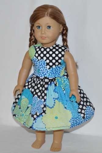 Black Polk A Dot Floral Dress For 18” American Girl Doll Clothes