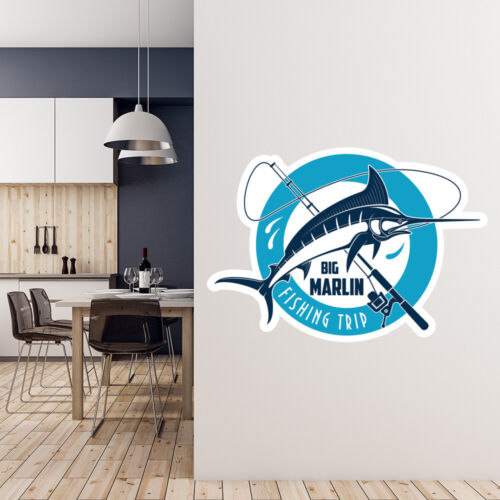 Marlin рыбалки знак логотип наклейка на стену наклейка WS-46856