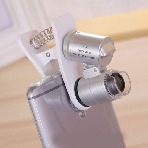 Universal 60x zoom óptico con LED Clip telescopio microscopio objetiva