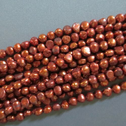 Copper Freshwater Pearl Potato Nugget Beads 8mm 15" 