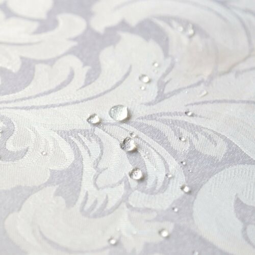Tektrum 70" Round Damask Tablecloth-Waterproof/Spill Proof/Stain Resistant-White 