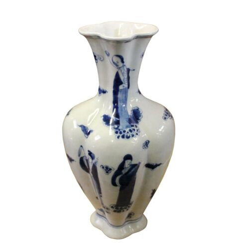 Chinese Blue White Porcelain Eight Immortal Graphic Vase ws403