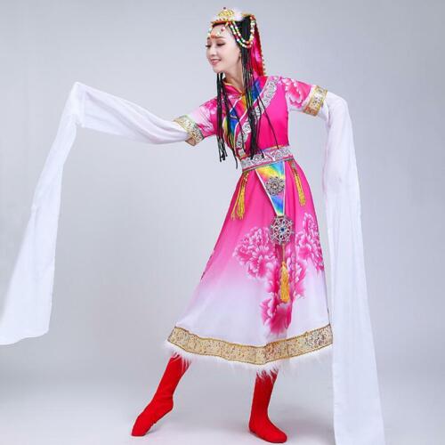 Details about   Women Tibetan Dance Water Sleeve Costume Minority Costume Stage Dance Folk hb00 