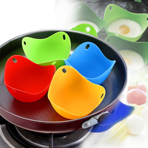Cook 4 X Silicone Egg Braconnier Braconnage débauchent Cup Pods Moule multicolore 