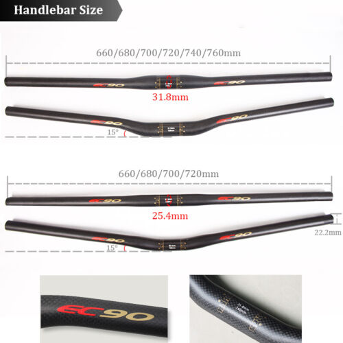 EC90 Handlebars 25.4//31.8mm Carbon Fiber Mountain Road Bike Flat//Riser Bar Stems