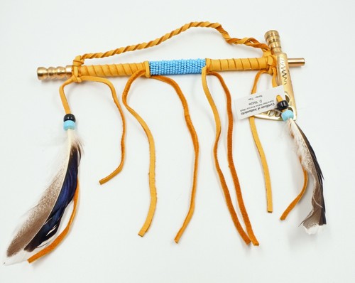 Native American Navajo ceremonial Smokable Peace Pipe Tomahawk 8.5 Inch Leather