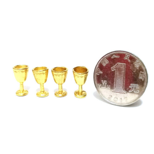8 pcs Miniatur Weingläser Becher Für 1//12 Puppenhaus Zubehör Decor Golden