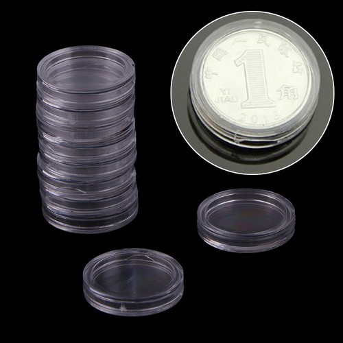 10Pcs 18mm plastic round applied clear cases coin storage capsules holde RKCA