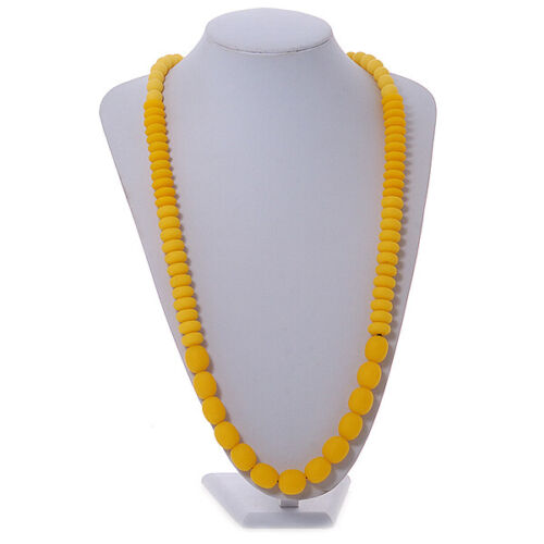 Long Chunky Resin Bead Necklace In Yellow 86cm Long