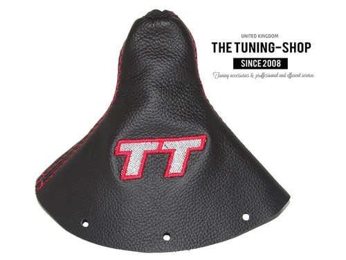 For Audi TT 1998-2006 Shift Boot Black Leather /"TT/" Grey Embroidery