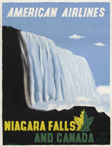 7.5 x 10 inches Niagara Falls Travel Poster American Airlines