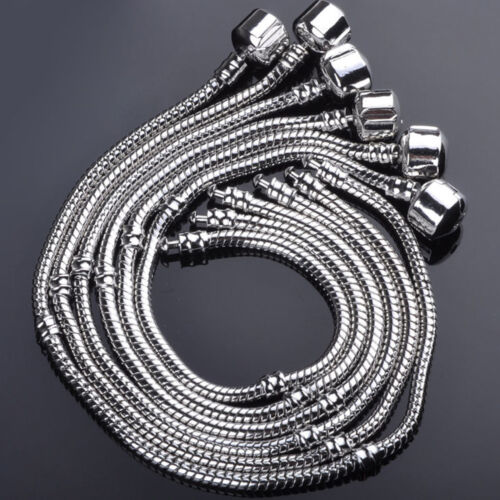 Wholesale Bulk Lots Charms Silver P Snake Chain Bangle Bead Bracelet Fit Chain