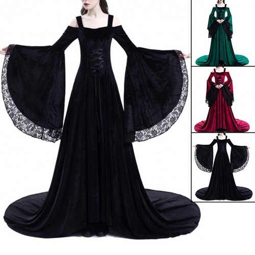 Off Shoulder Queen Gown Ladies Dress Elegant Cosplay Dress Medieval Renaissance