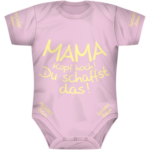 Kurzarm Junge Mädchen Strampler Lustig Mama Du schaffst das! Babybody Spruch