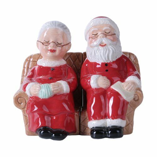 11308 Mr & Mrs Claus Magnetic Salt Pepper Shakers Santa Xmas Holiday 