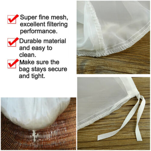 2 pcs Brew in a Bag Nylon Straining Bags Brew Bags Reusable Beer Homebrew Filter 