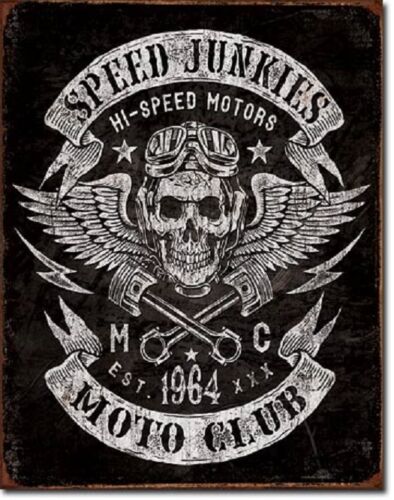 Speed Junkies MC Hot Rod Garage Rat Rods Retro Muscle Car Decor Metal Tin Sign