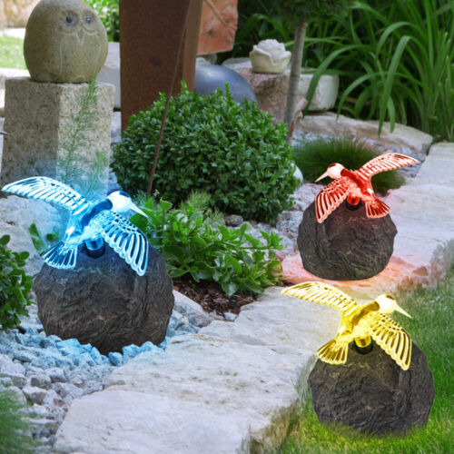3er Set LED Solar Leuchte mit Farbwechsler Kolibri Garten Terrasse Living-XXL 